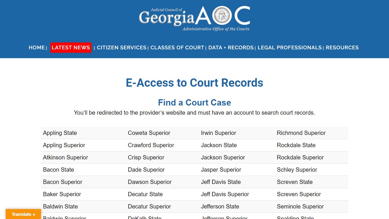 Georgia Courts | E-Access to Court Records