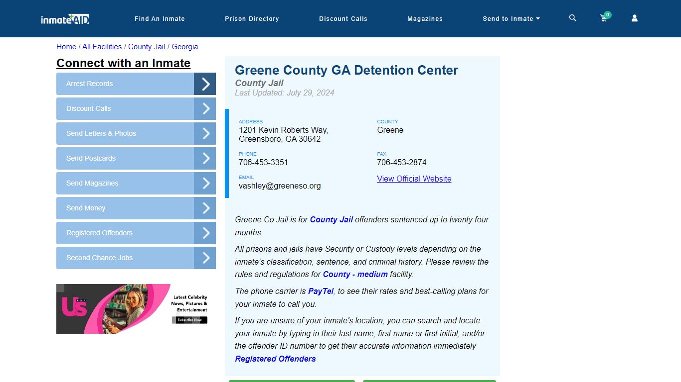 Greene County GA Detention Center - Inmate Locator